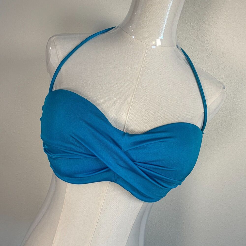 Victoria’s Secret Bikini Top 34D Teal Twist Bandeau Halter Swim